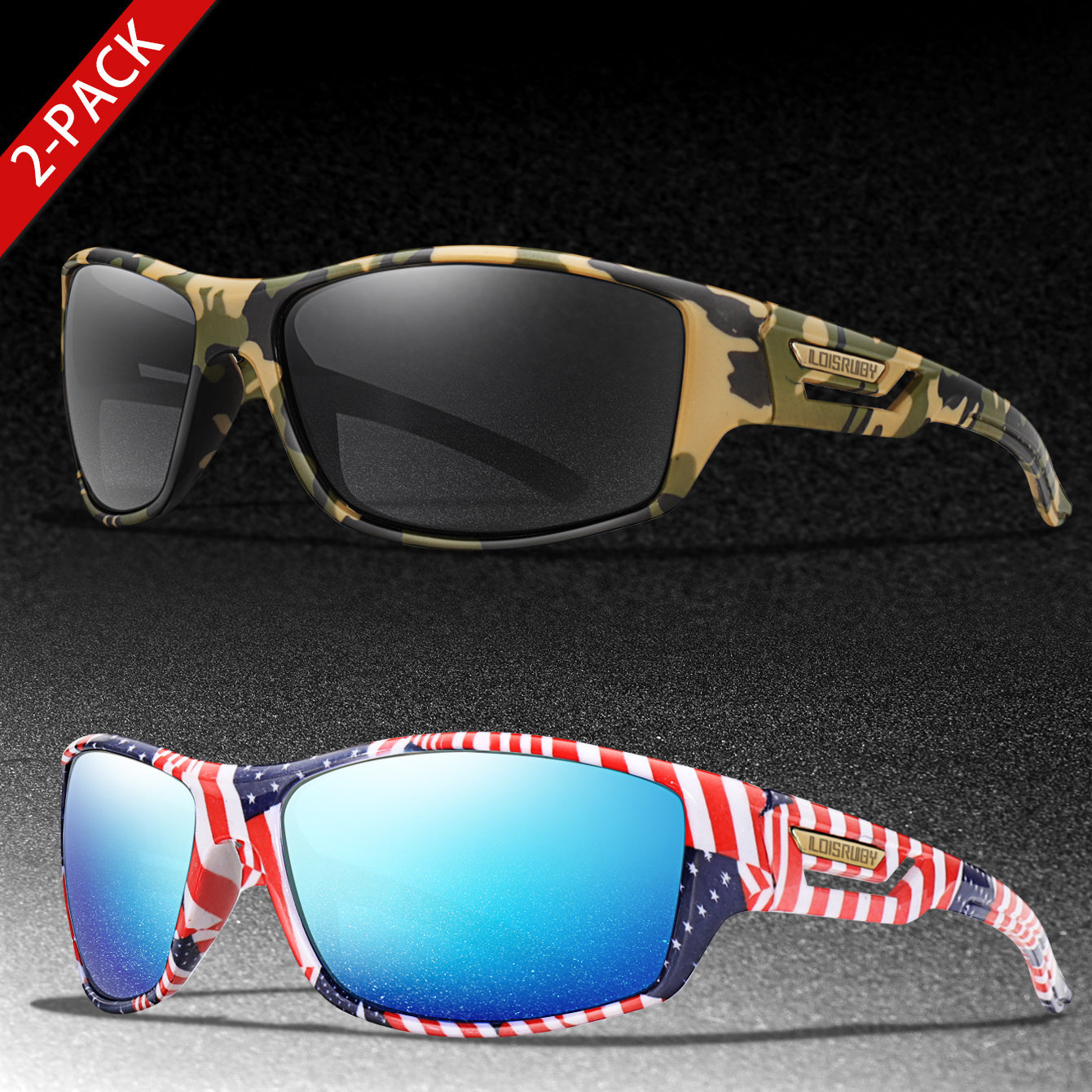 Set of 3 Camo Military Style Polarized Men's Sports Glasses for Cycling Running Fishing Driving