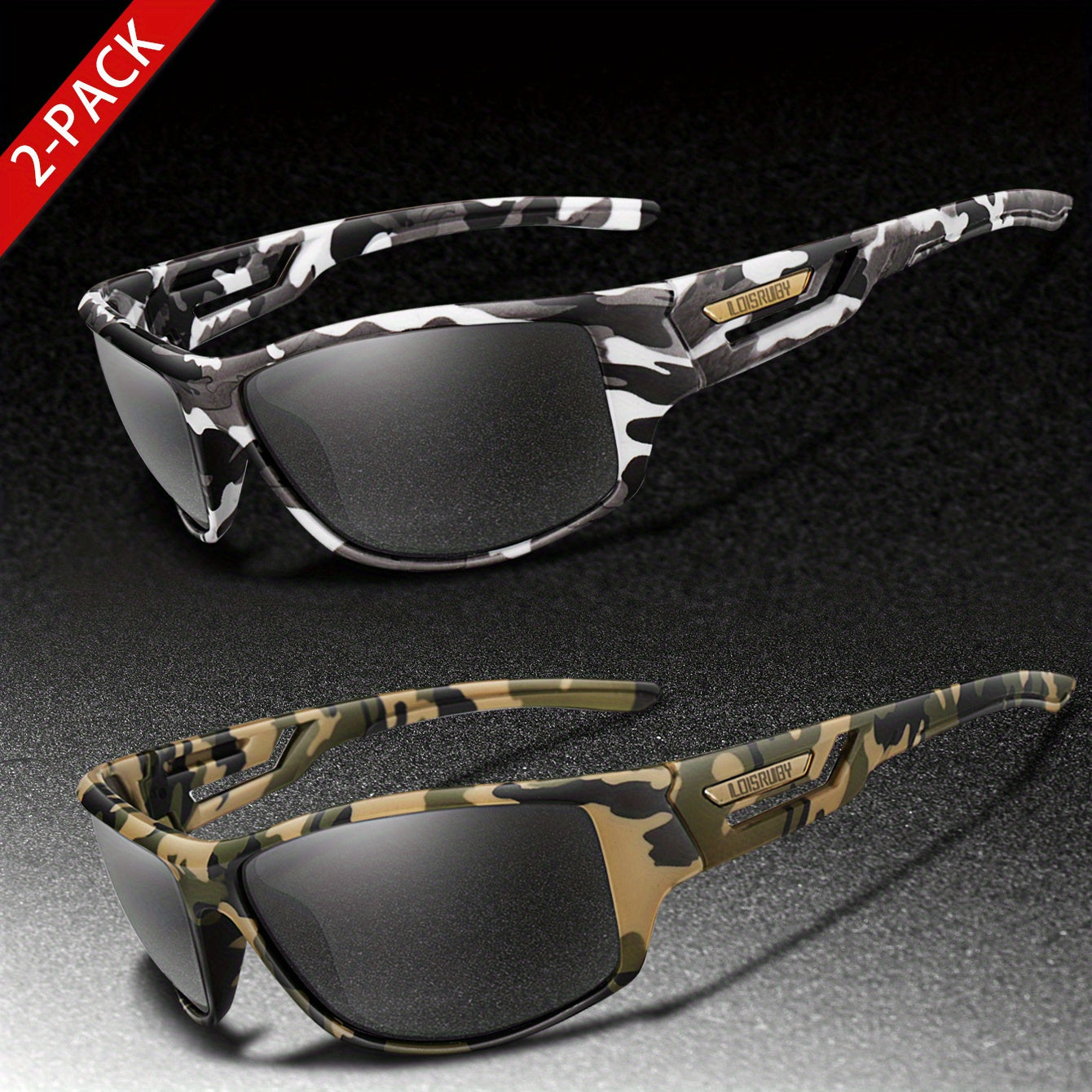 Set of 3 Camo Military Style Polarized Men's Sports Glasses for Cycling Running Fishing Driving