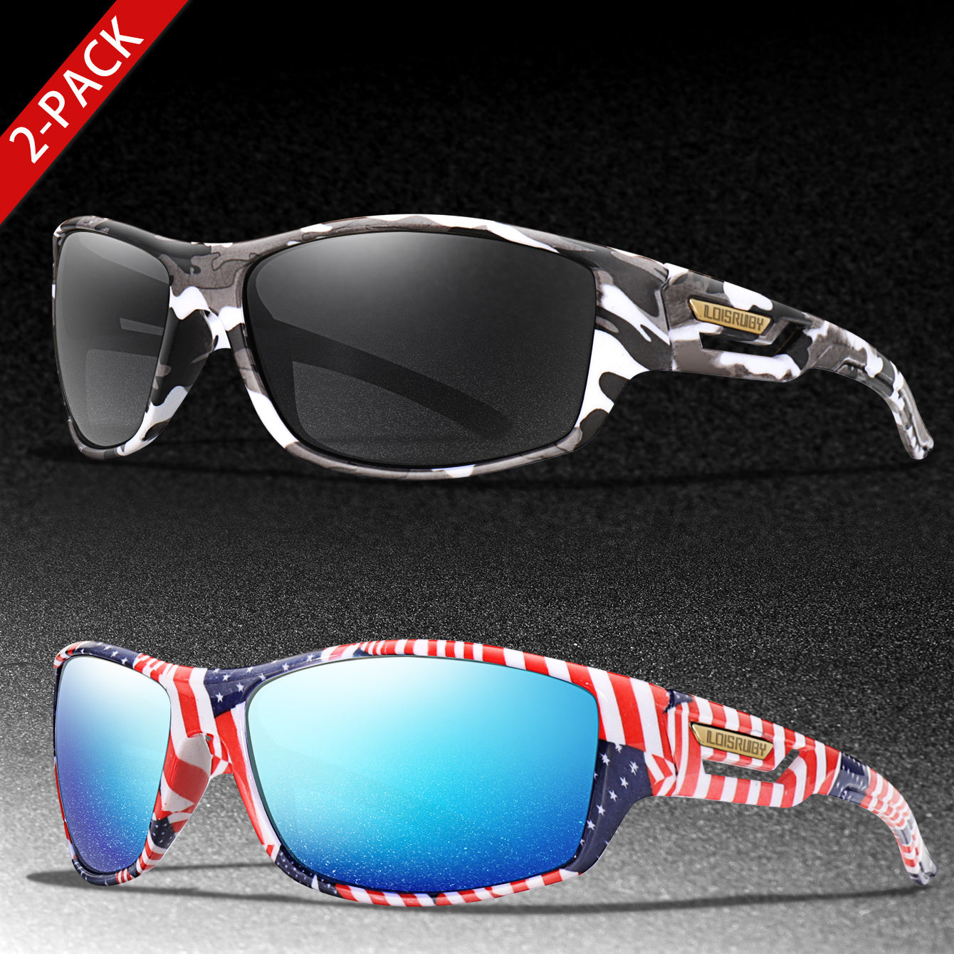 Set of 3 Camo Military Style Polarized Men's Sports Glasses for Cycling Running Fishing Driving