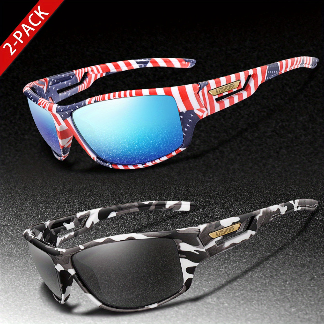 Set of 3 Camo Military Style Polarized Men's Sports Glasses for Cycling Running Fishing Driving