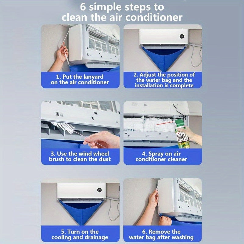 Air Conditioner Cleaning Kit 3 Pieces Service Bag Water Pipe Blue Cover