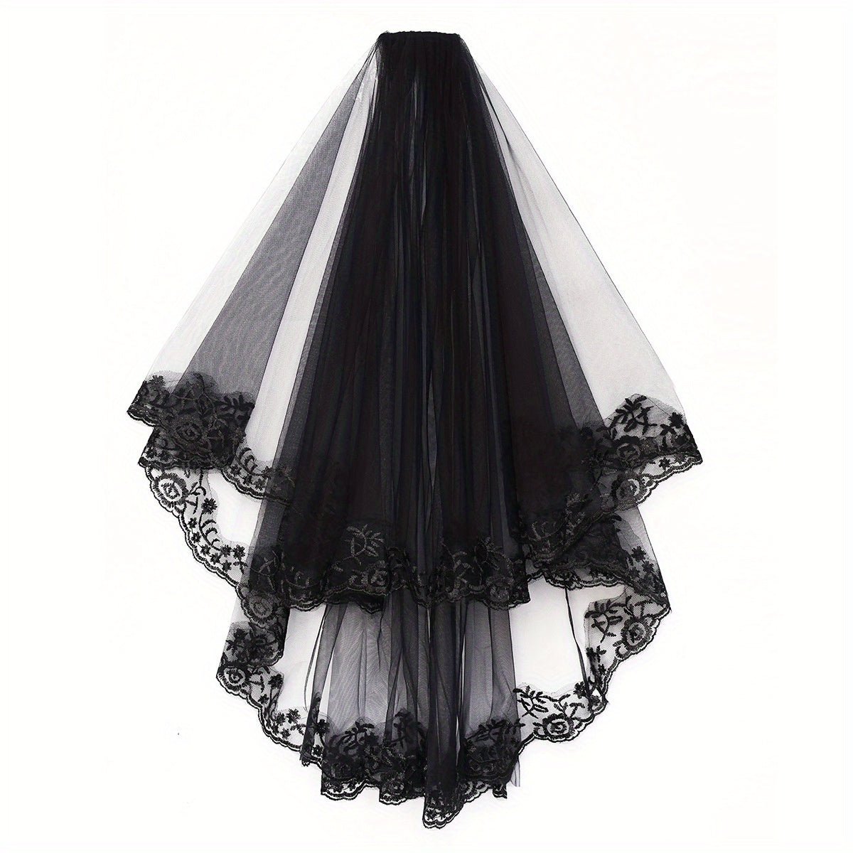 Black Lace Veil for Brides and Cosplay Women Stylish Polyester Headpiece