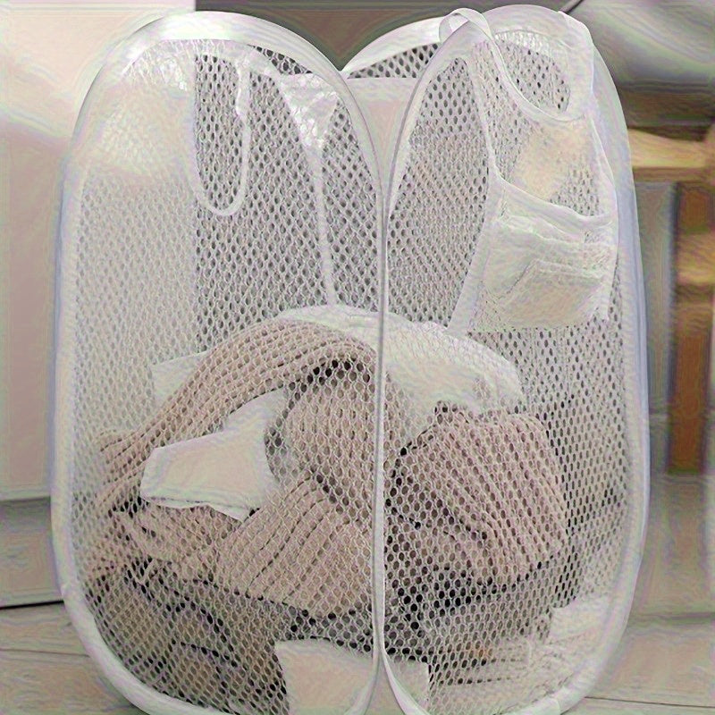 Collapsible Mesh Laundry Basket with Handle for Dirty Clothes Storage