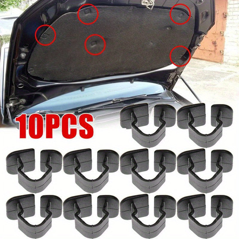 10pcs Black Plastic Car Hood Soundproofing Clips Durable Fasteners for Insulation