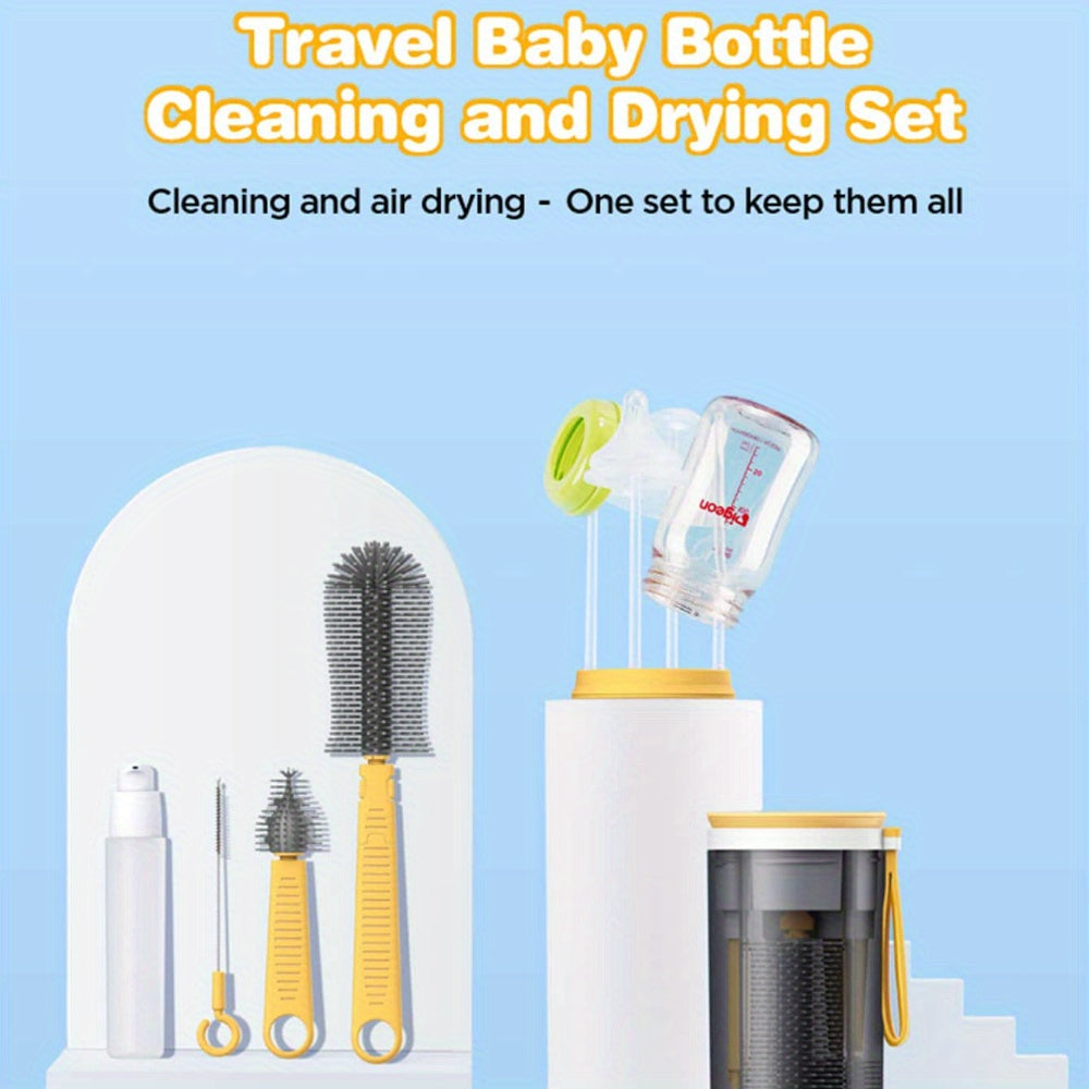 Silicone Baby Bottle Brush Set with Pacifier Brush and Draining Rack