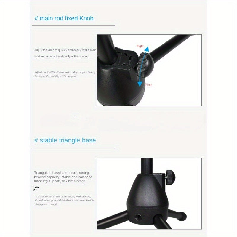 Durable Metal Microphone Stand for Guitar Erhu Drum Black