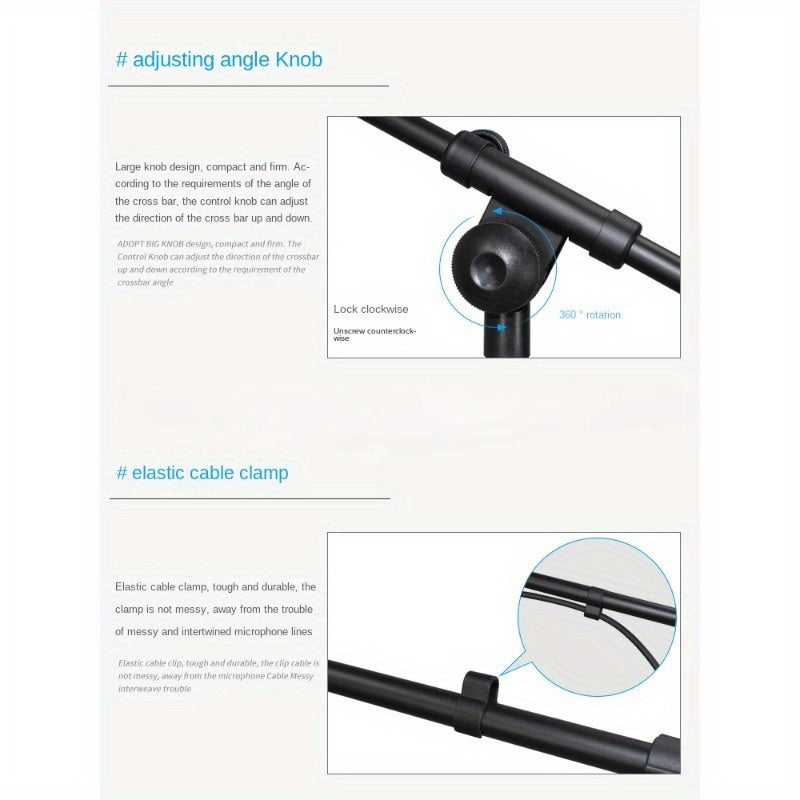 Durable Metal Microphone Stand for Guitar Erhu Drum Black