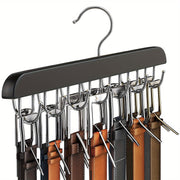 Wooden Belt Hanger with Multiple Hooks for Ties Scarves and Closet Organization