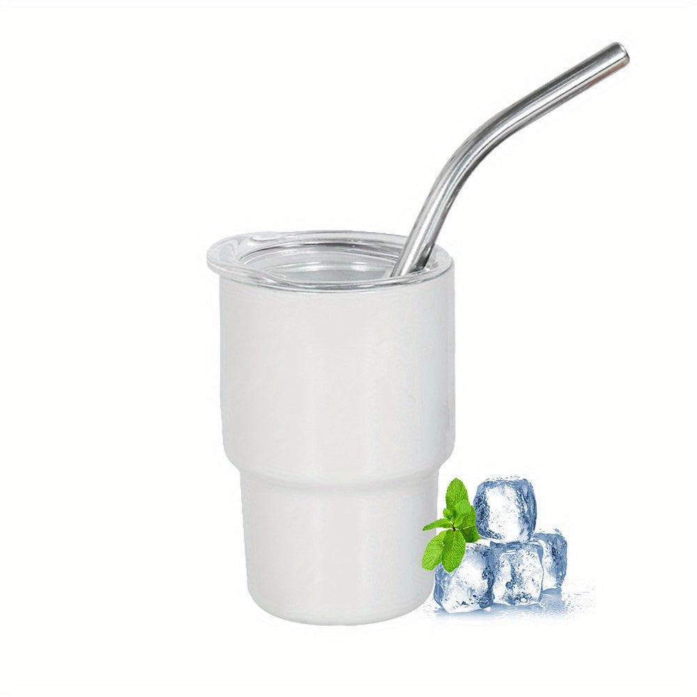 3oz Insulated Stainless Steel Shot Cup with Lid and Straw Scratch-Resistant BPA-Free