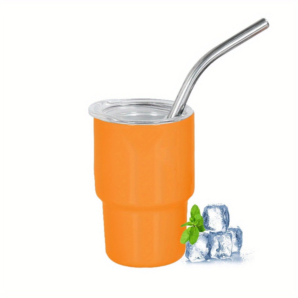 3oz Insulated Stainless Steel Shot Cup with Lid and Straw Scratch-Resistant BPA-Free