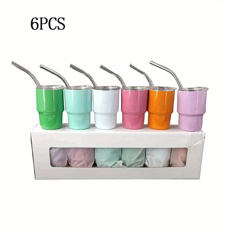 3oz Insulated Stainless Steel Shot Cup with Lid and Straw Scratch-Resistant BPA-Free