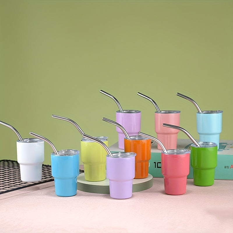 3oz Insulated Stainless Steel Shot Cup with Lid and Straw Scratch-Resistant BPA-Free