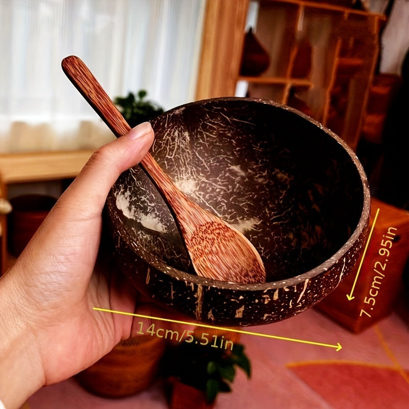 Coconut Shell Serving Bowl for Salads Fruits and Desserts Kitchen Restaurant