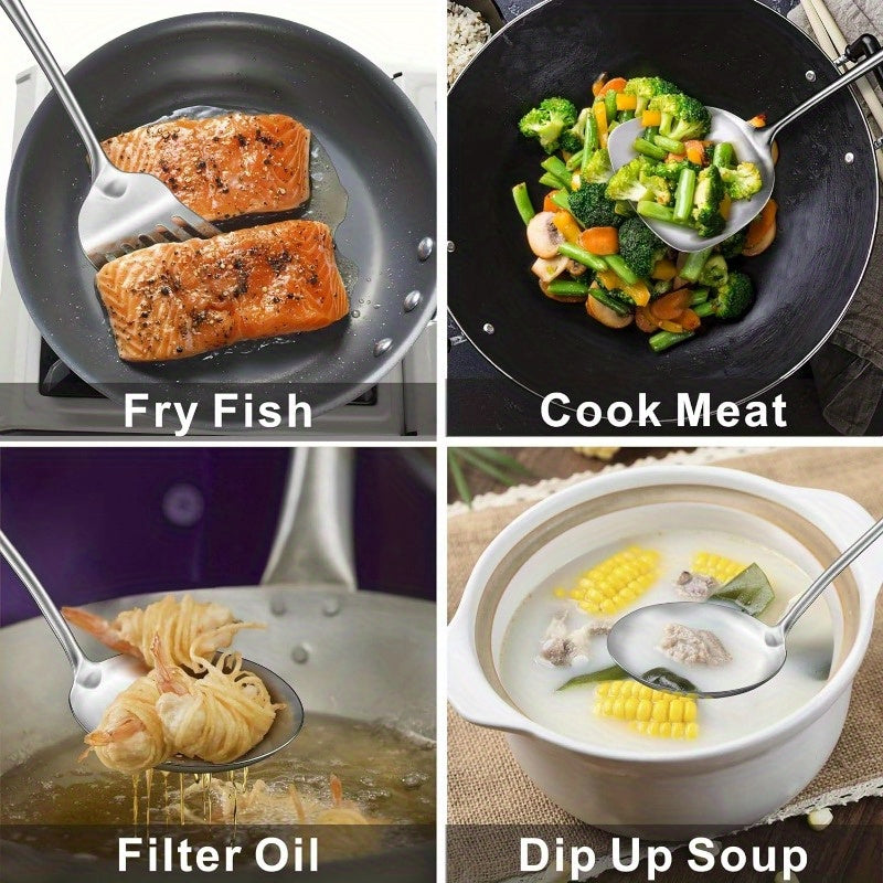 Stainless Steel Kitchen Utensil Set with Ladle Wok Spatula Fish Spatula