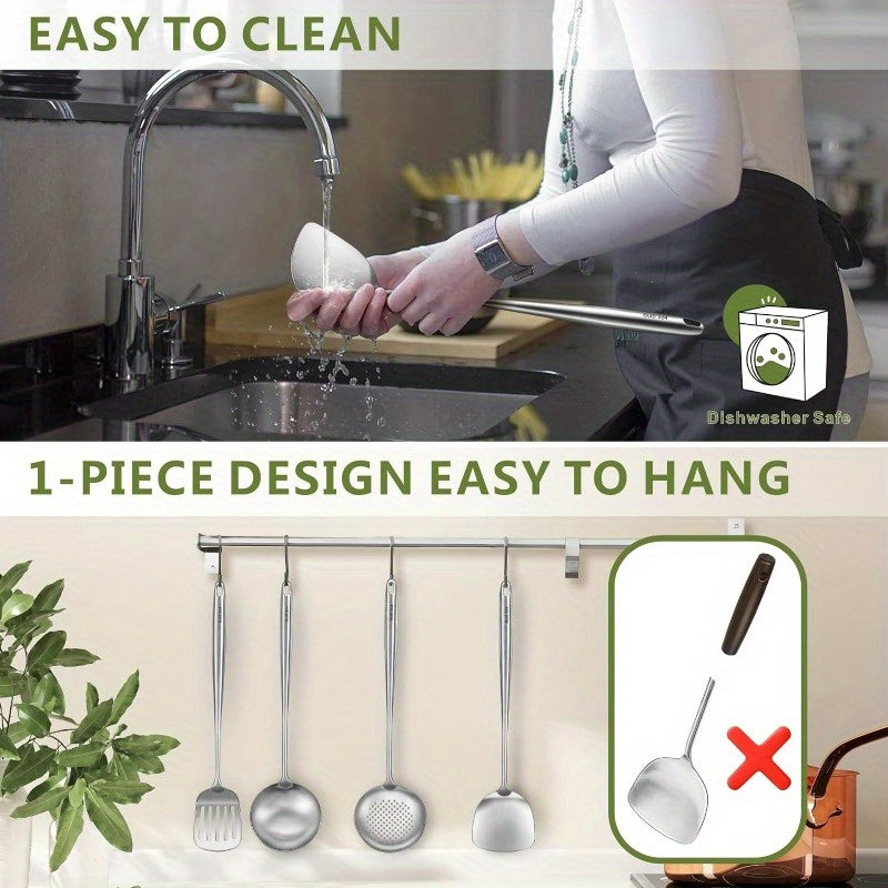 Stainless Steel Kitchen Utensil Set with Ladle Wok Spatula Fish Spatula