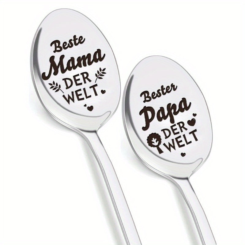 Engraved Stainless Steel Tea Spoons Best Parents Gift for Moms and Dads
