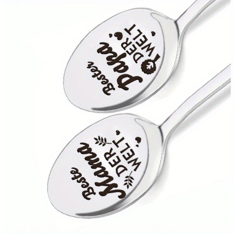 Engraved Stainless Steel Tea Spoons Best Parents Gift for Moms and Dads