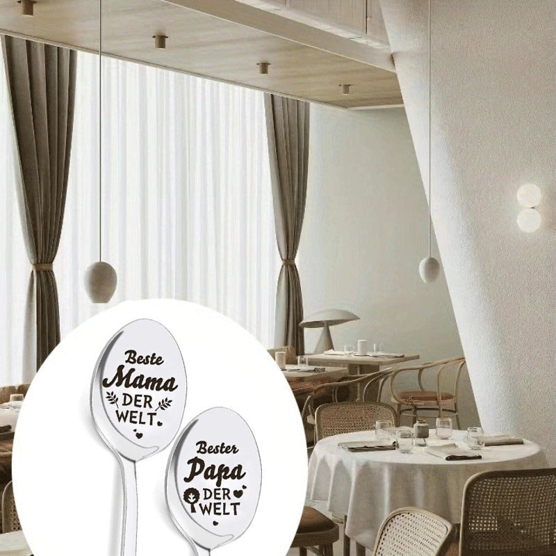 Engraved Stainless Steel Tea Spoons Best Parents Gift for Moms and Dads