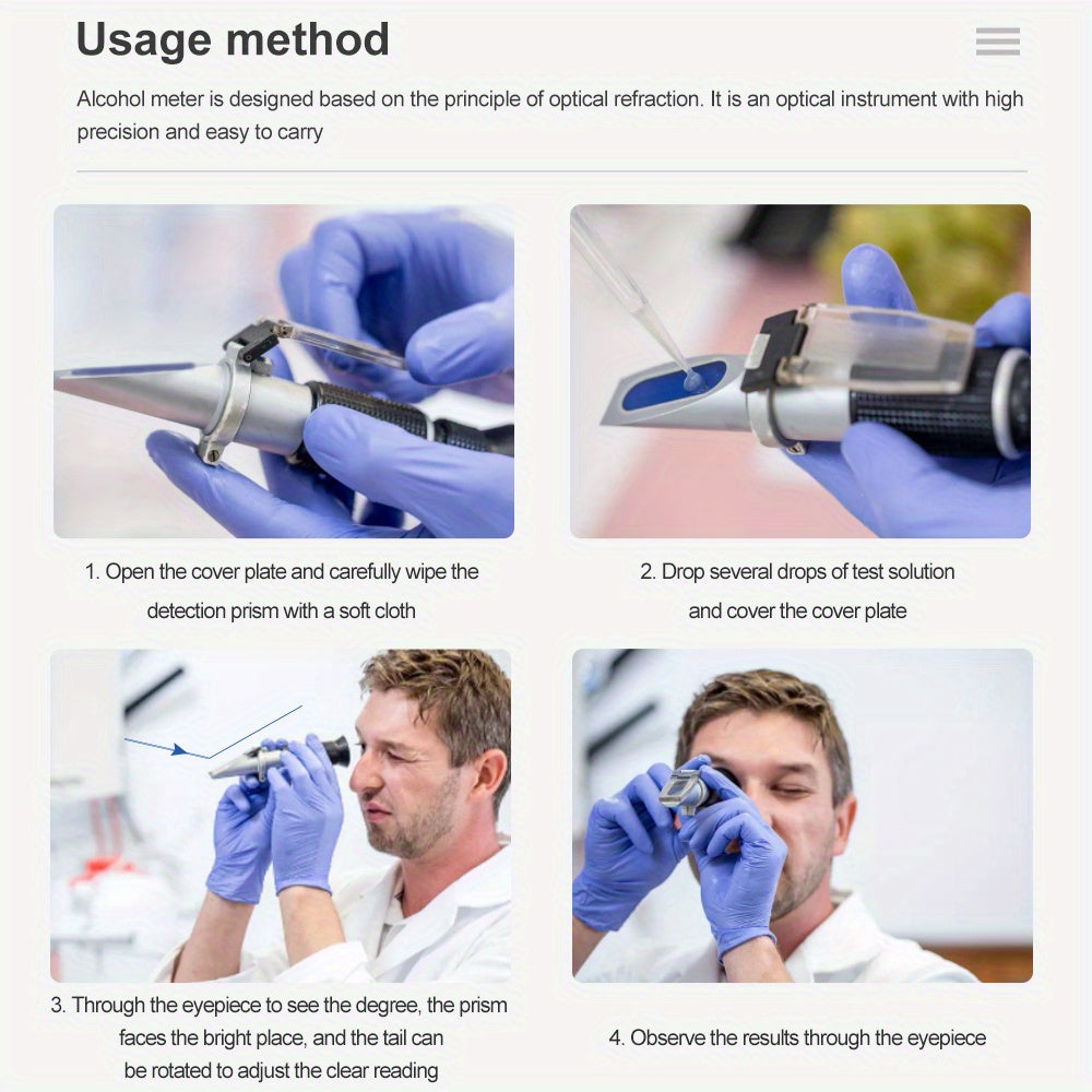 Портативный рефрактометр для фруктов и овощей с уровнем сахара 0-32% Brix, автоматической температурной компенсацией, медным покрытием и оптической стеклянной линзой.