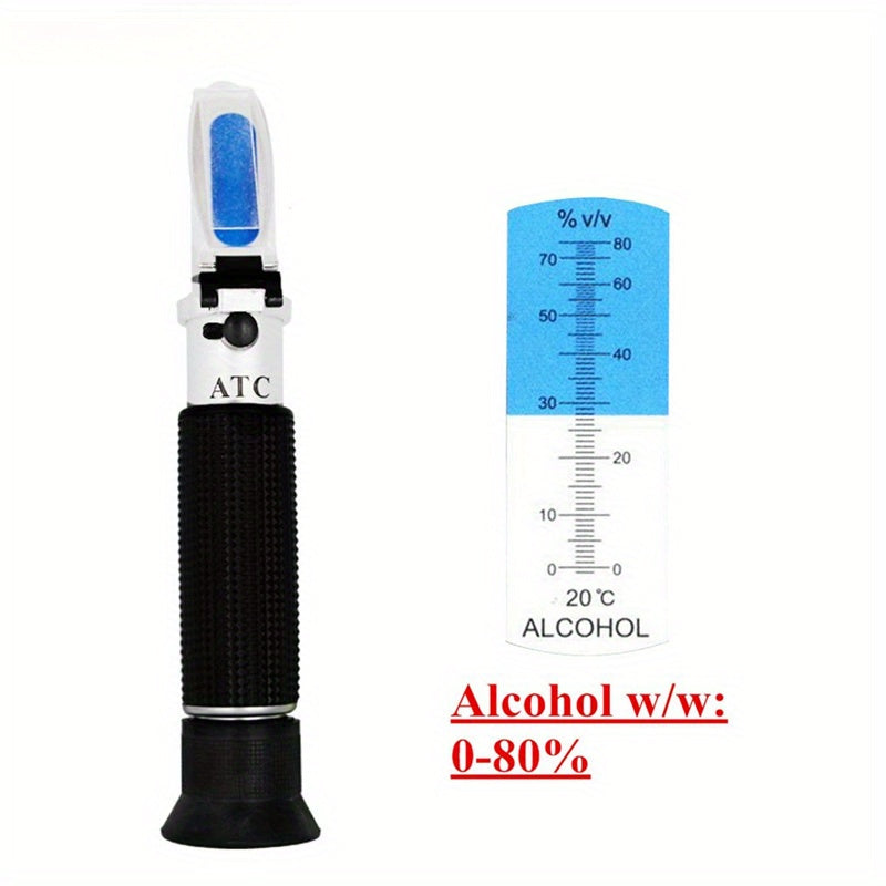 Alcohol Refractometer for Spirits Whiskey Vodka Ethanol Concentration Dual Scale Automatic Temperature Compensation
