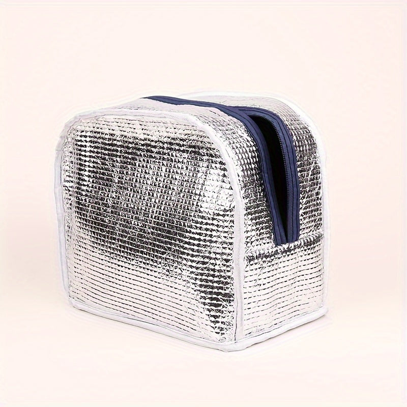 Black Oxford Fabric Lunch Bag Zippered Bento Satchel for Women