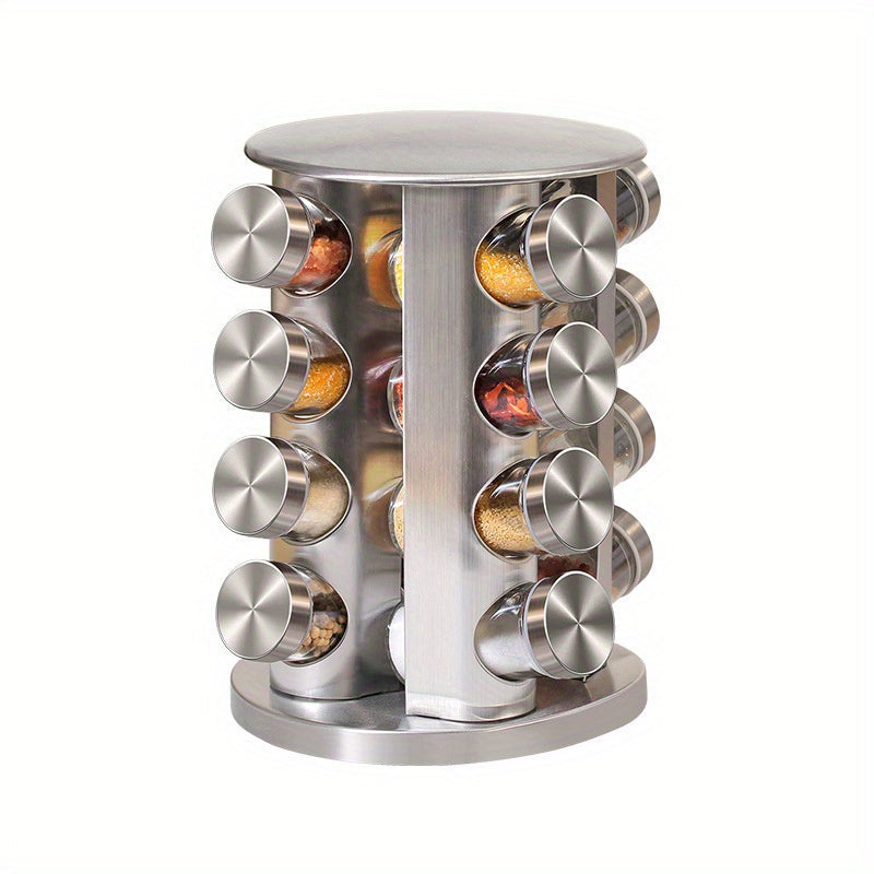 Rotating Spice Rack Organizer for Cabinets and Countertops with 12 Jars and Labels