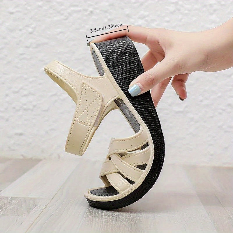 Women's Summer Flat Sandals PVC Open Toe T-Strap Comfortable Beach Shoes
