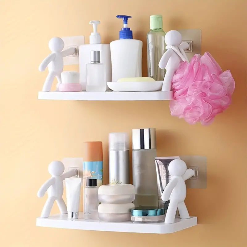 Self-Adhesive Plastic Shelf for Bathroom Kitchen with Cartoon Figures
