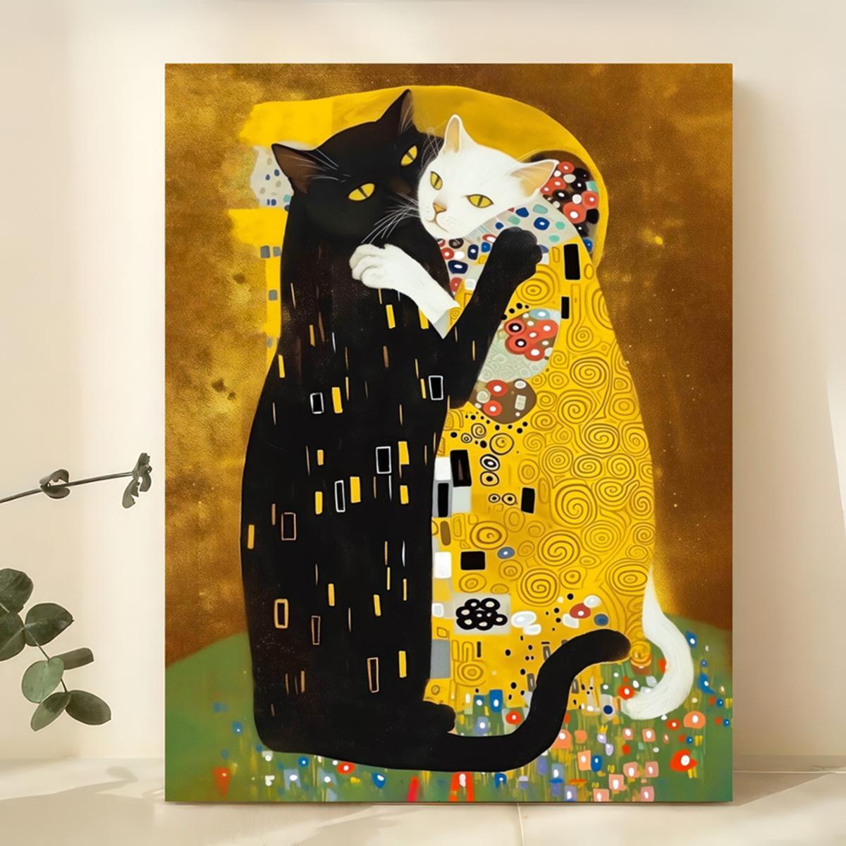 Kitty Canvas Wall Art Poster Animal Print Modern Art Deco Frameless Home Decor for Living Room Bedroom