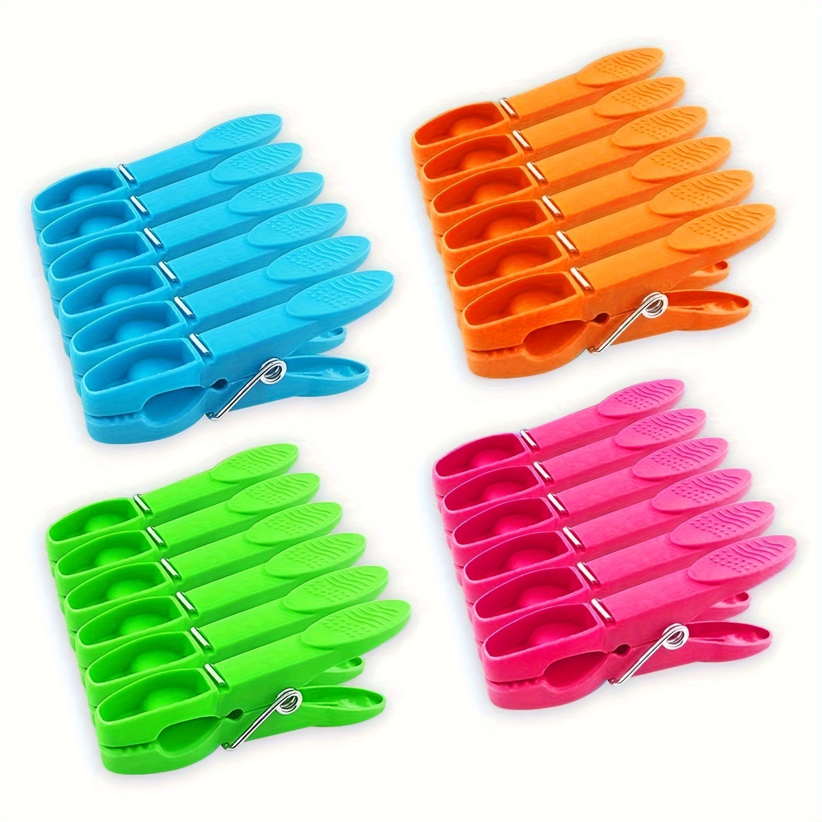 Многоцветные 24-штучные пластиковые прищепки с пружинами - прочные прищепки для сушки белья и одежды
