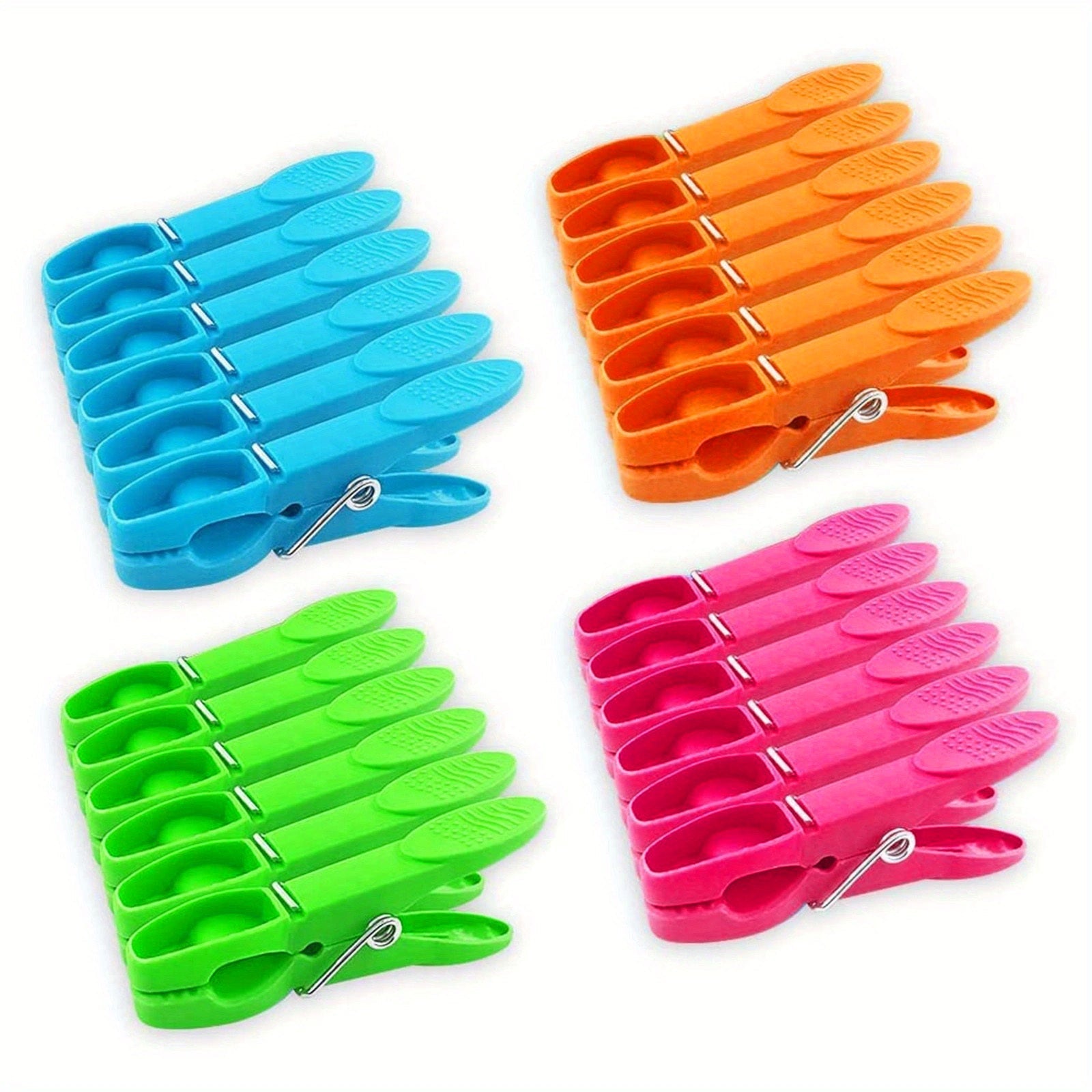 Многоцветные 24-штучные пластиковые прищепки с пружинами - прочные прищепки для сушки белья и одежды