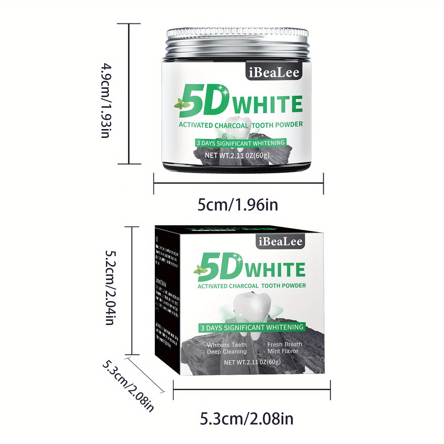 Activated Charcoal Teeth Whitening Powder for Stain Removal and Fresh Breath Men Women