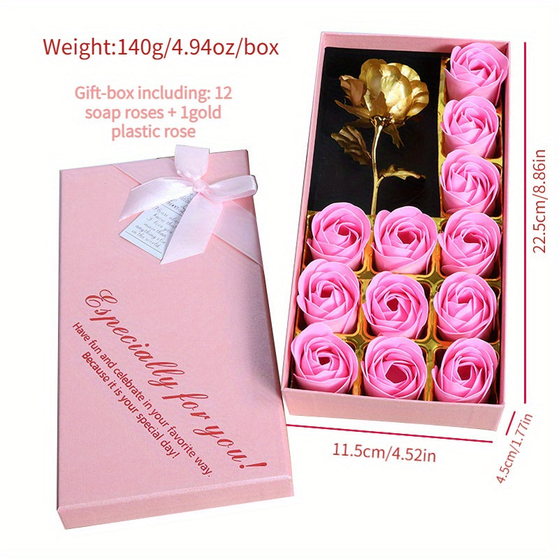 12pcs Soap Rose Gift Box Creative Flower-Shaped Soap Set for Birthdays