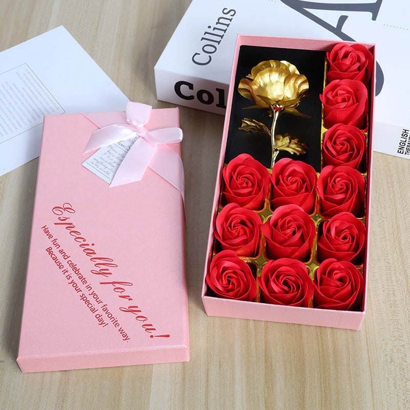 12pcs Soap Rose Gift Box Creative Flower-Shaped Soap Set for Birthdays