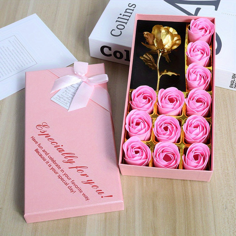12pcs Soap Rose Gift Box Creative Flower-Shaped Soap Set for Birthdays