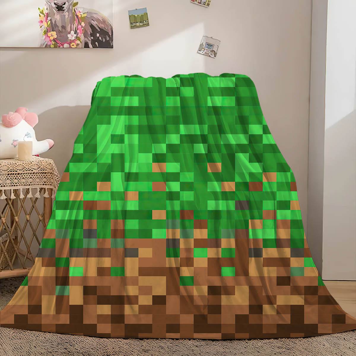 Manta de cuadros verdes para sofá cama camping viaje suave y cálida 50x60 pulgadas