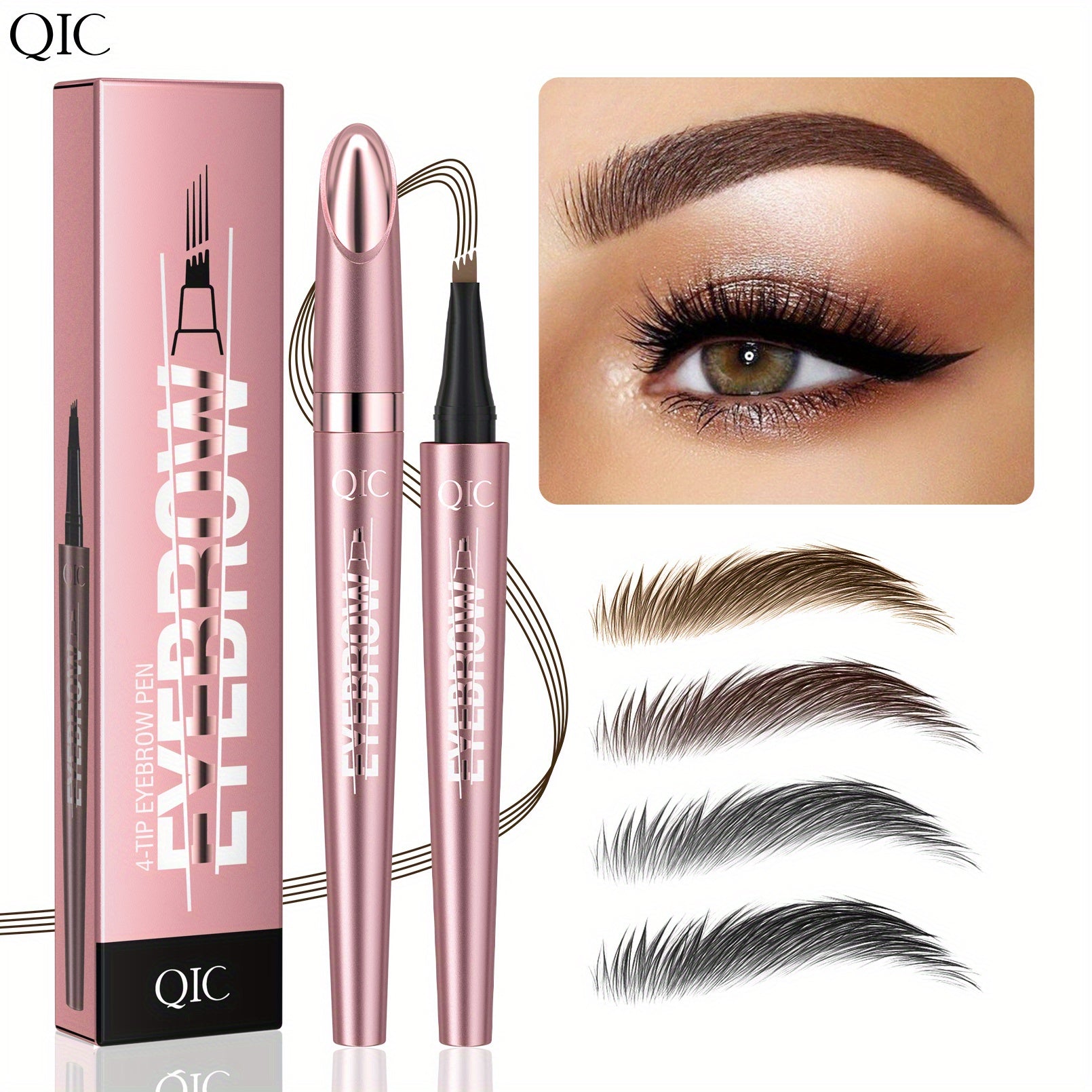 Waterproof Microblading Eyebrow Pen for Women 4-Color Natural Brow Makeup