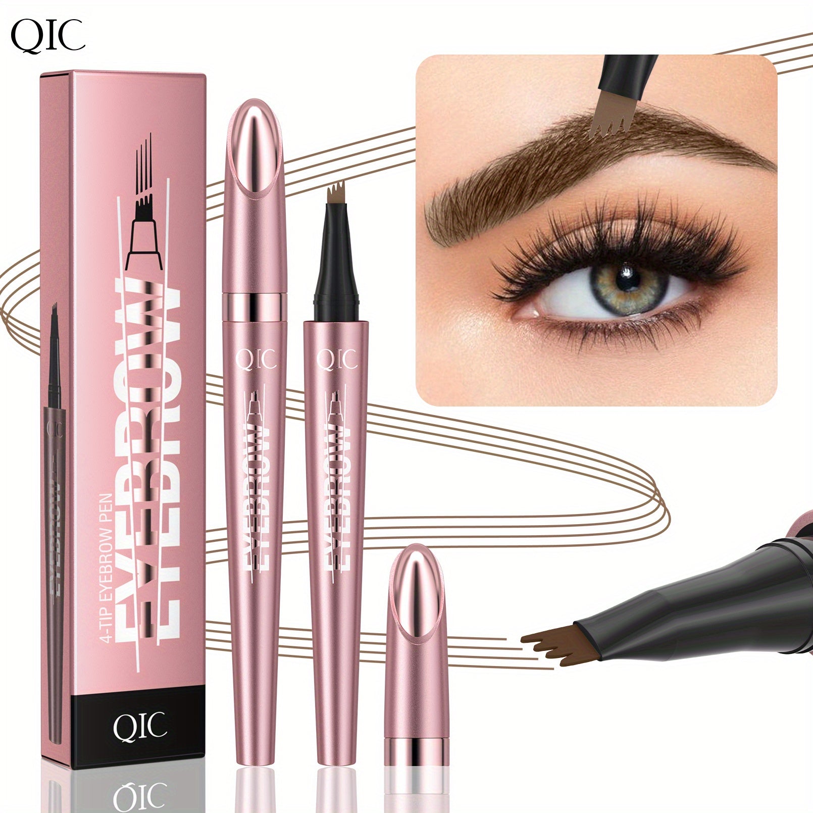 Waterproof Microblading Eyebrow Pen for Women 4-Color Natural Brow Makeup