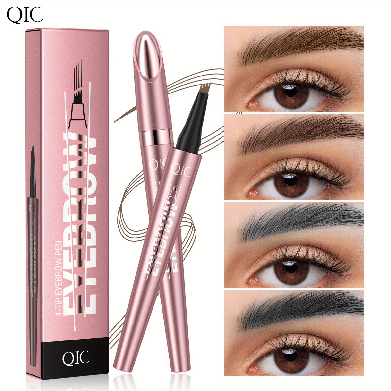 Waterproof Microblading Eyebrow Pen for Women 4-Color Natural Brow Makeup