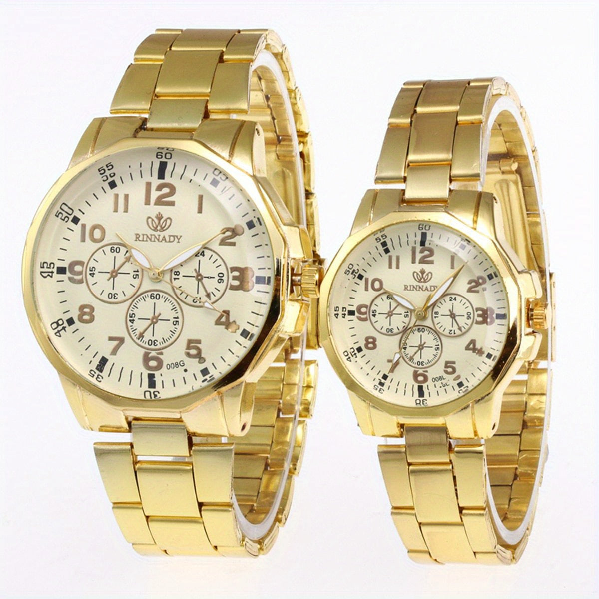 Set of 2 Stainless Steel Quartz Watches for Couples Men Women Elegant Timepieces
