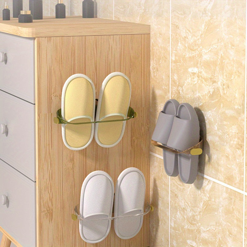 No-Drill Wall-Mounted Shoe Rack Bathroom Organizer Plastic Storage Shelf