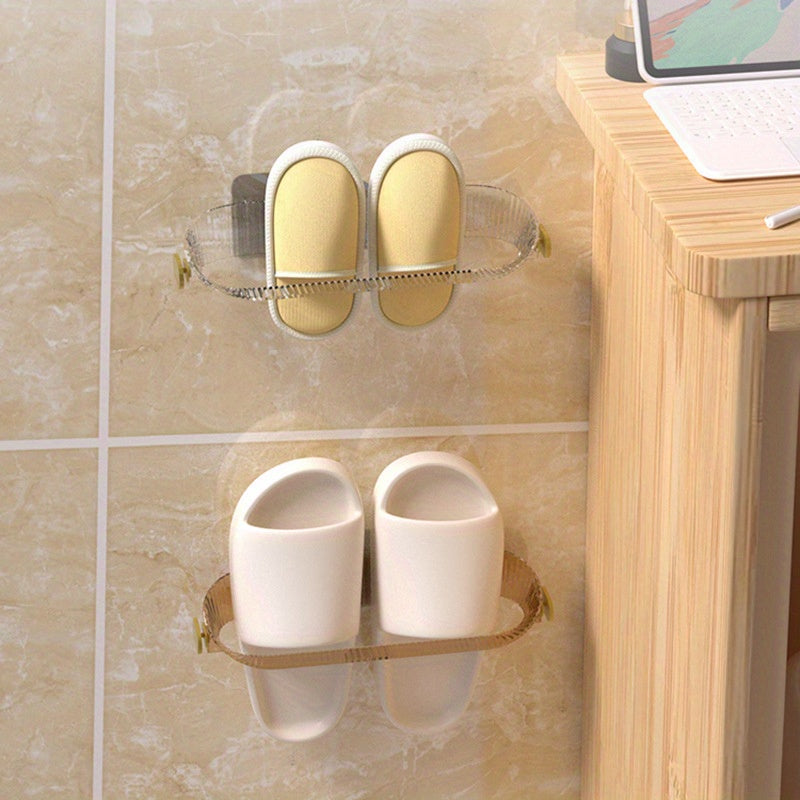 No-Drill Wall-Mounted Shoe Rack Bathroom Organizer Plastic Storage Shelf