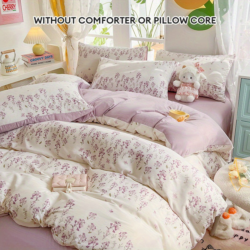 Vintage binafsha gullar bilan bezatilgan yostiq qoplamasi to'plami, yostiq qoplamasi, tekis varaq va 2 yostiq qopqog'ini o'z ichiga oladi. Havo o'tkazuvchi polyester mato, zip yopilishi, mashinada yuvish mumkin, barcha fasllar uchun mos.