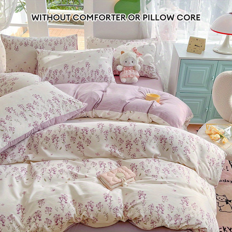 Vintage binafsha gullar bilan bezatilgan yostiq qoplamasi to'plami, yostiq qoplamasi, tekis varaq va 2 yostiq qopqog'ini o'z ichiga oladi. Havo o'tkazuvchi polyester mato, zip yopilishi, mashinada yuvish mumkin, barcha fasllar uchun mos.