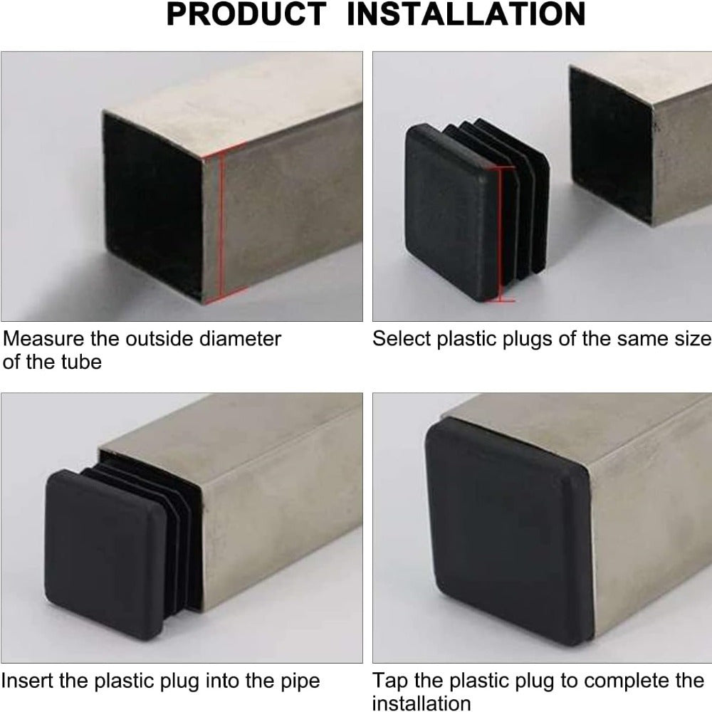 Furniture Caster Glides Set of 10/12 Black Plastic End Caps for Chair and Table Legs