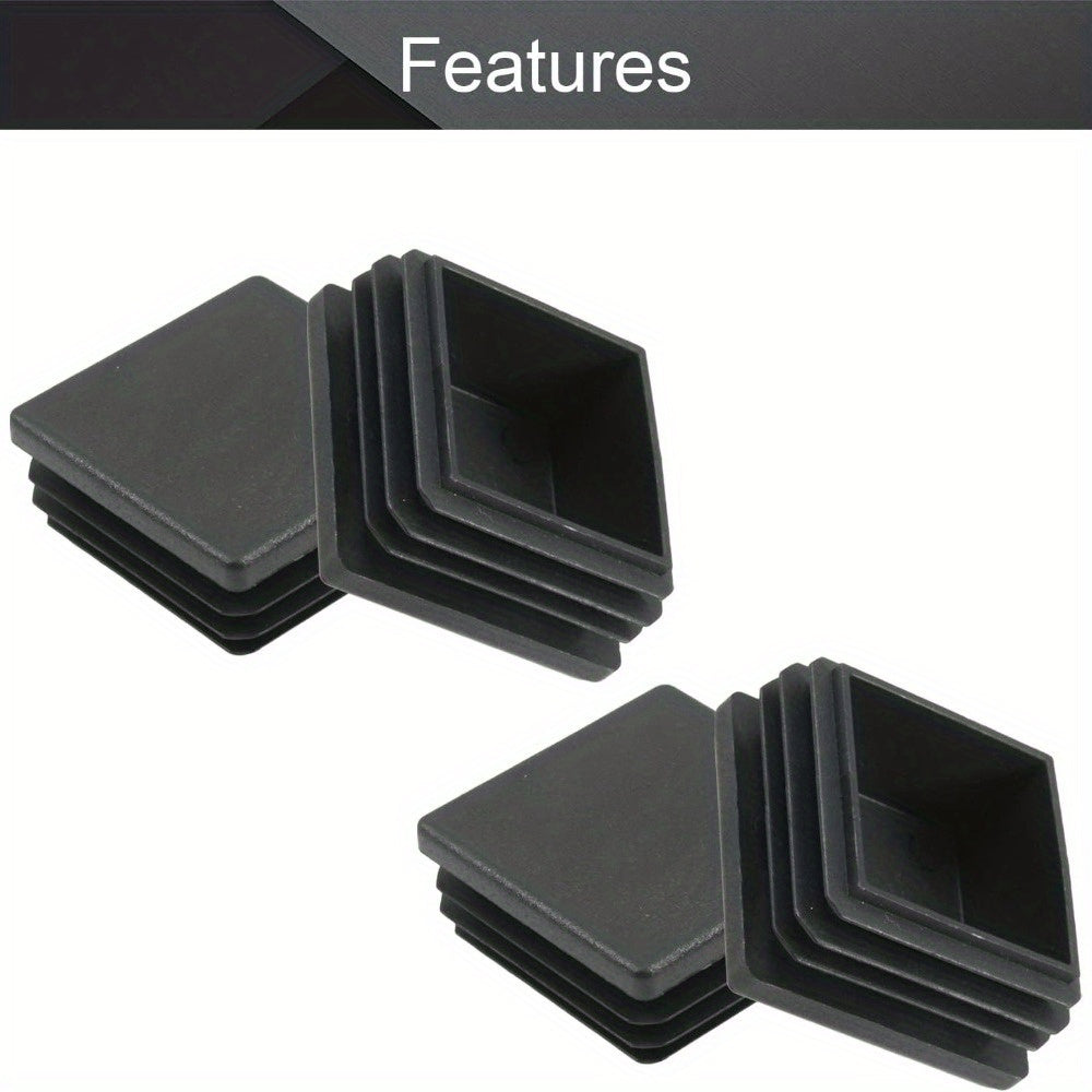 Furniture Caster Glides Set of 10 Black Plastic End Caps for Chair and Table Legs