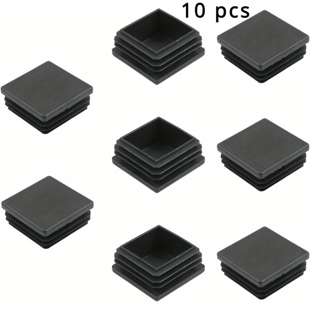 Furniture Caster Glides Set of 10 Black Plastic End Caps for Chair and Table Legs