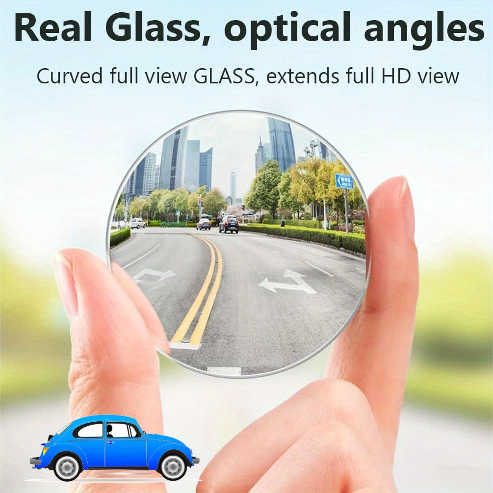 2 Pcs Universal Car Side Mirrors, Round Convex Glass, 2 Inch Diameter