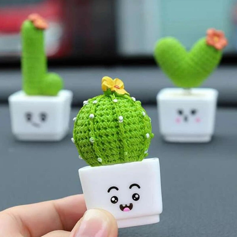 Juego de 4 manualidades de decoración para el hogar con temática de cactus y diseños de letras