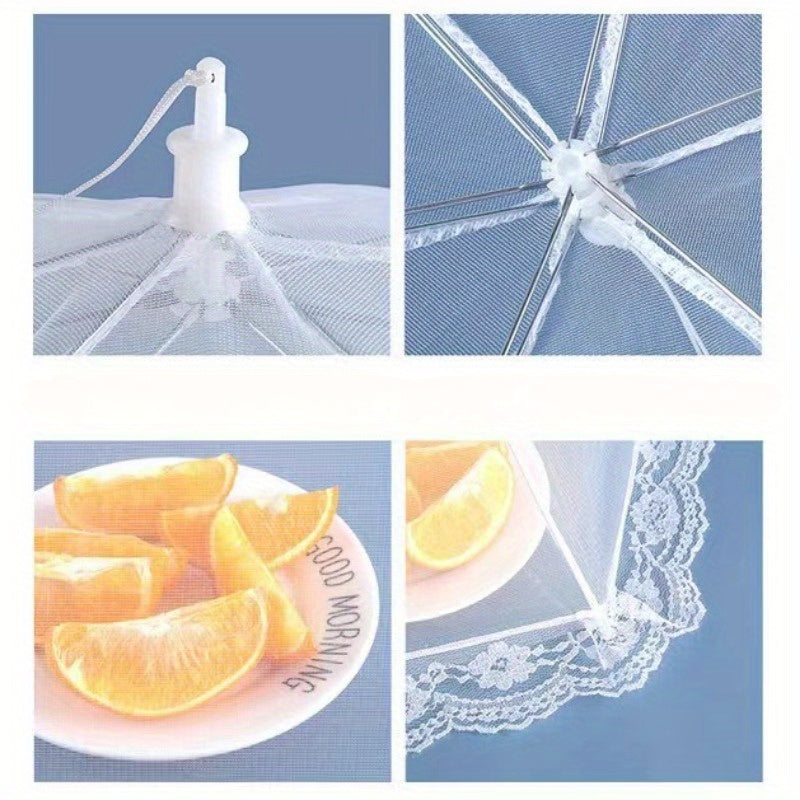 White Mesh Food Cover for Picnics and Travel Protects Food from Insects Dust